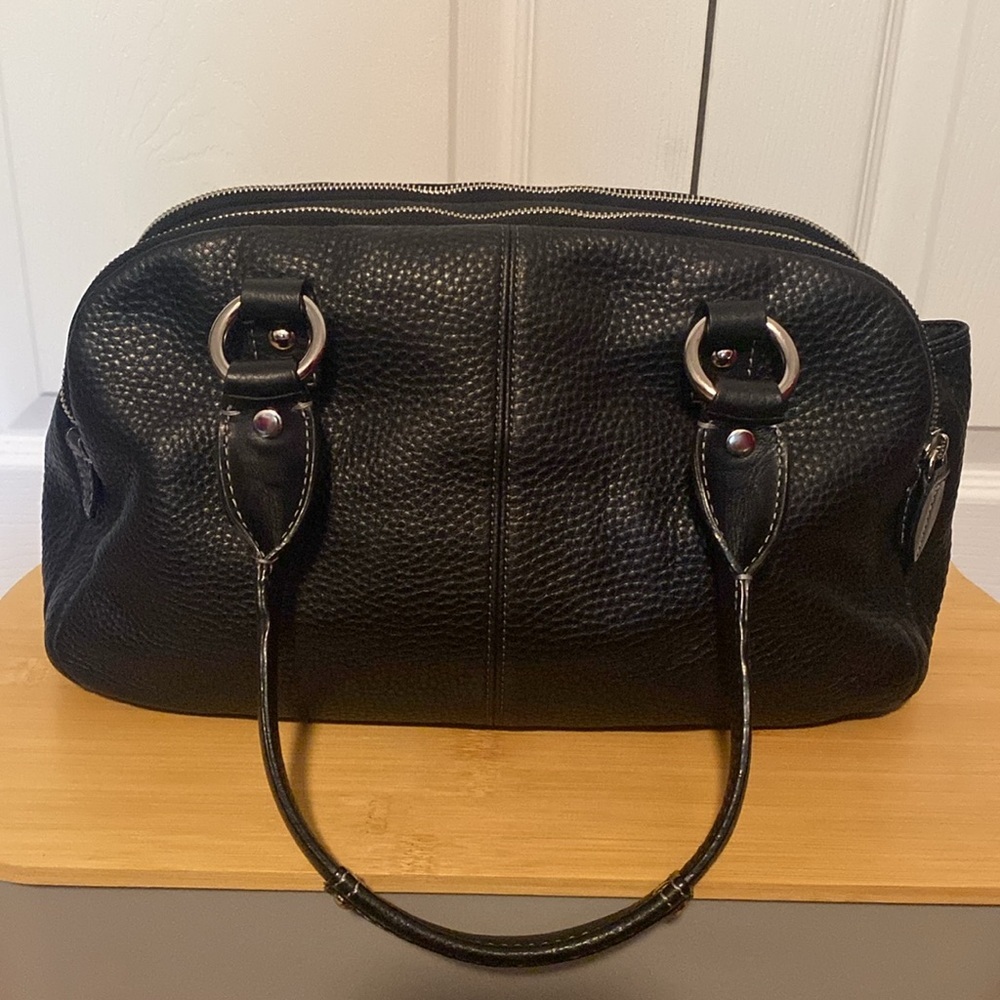 COACH🖤Penelope Black🖤Pebbled Leather Three Compartment Satchel/Like New - Picture 3 of 16